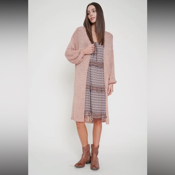 142. Cardigan Long Coral Ballon Sleeve Knit Oversized 
S/M & M/L Available NEW - Picture 2 of 6